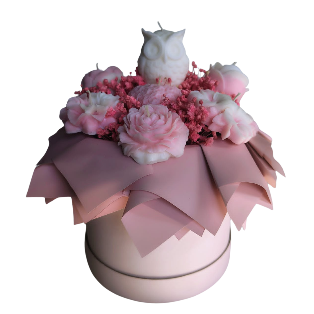 Flowerbox z 8 świec sojowych o zapachu piwonii bukiet zapachowy handmade
